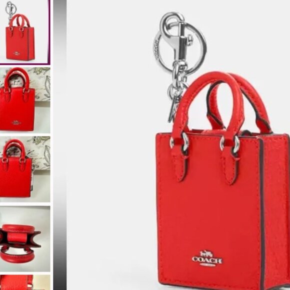 COACH NWOT RARE RED MINI PURSE KEYCHAIN WITH MAGNETIC CLOSURE - Picture 3 of 3